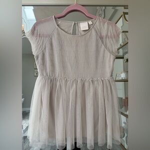 Lauren Conrad Taupe Tulle Peplum Top | XS | Romantic Feminine Style